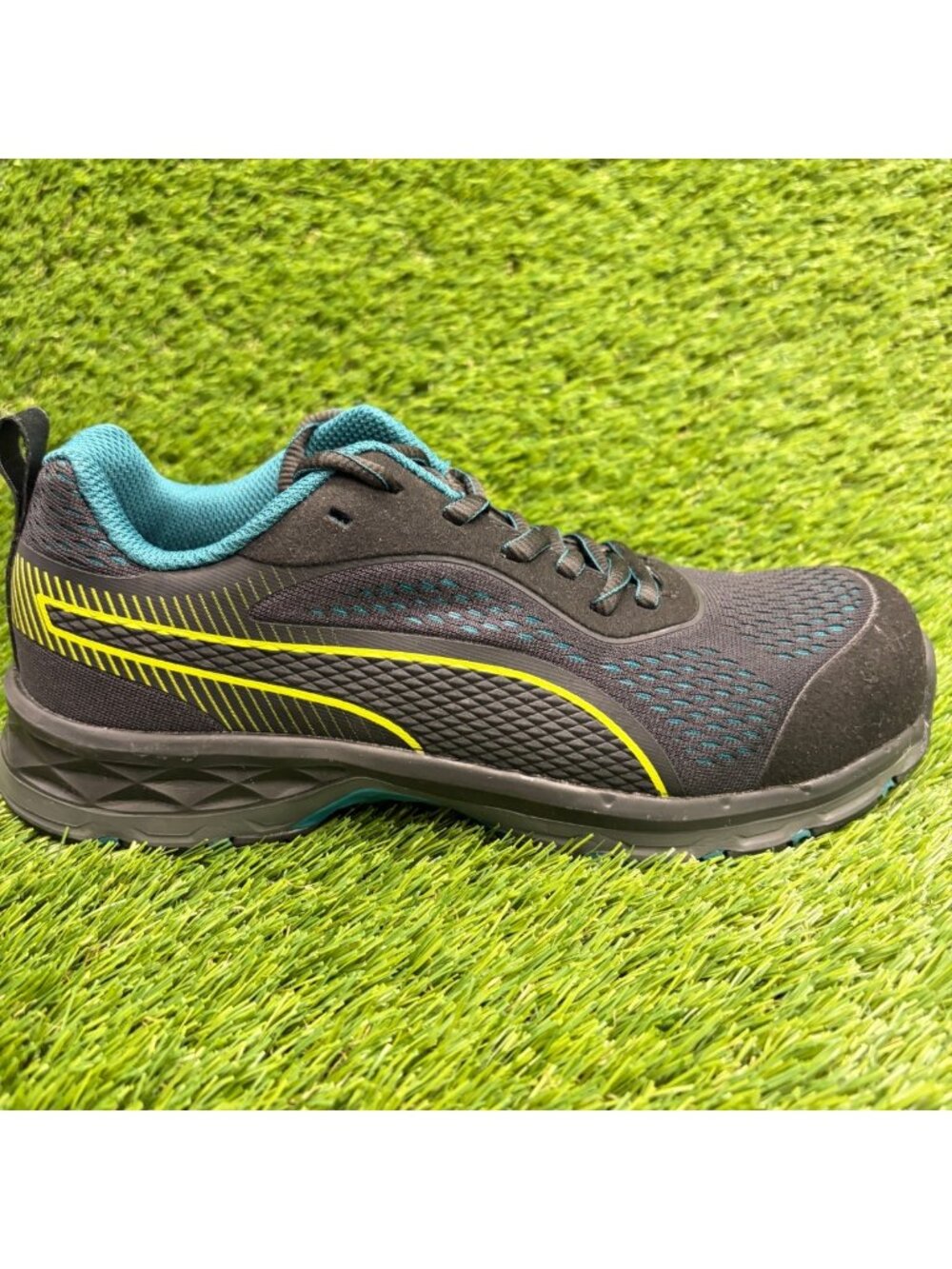 Puma Fuse Knit 2.0 Low Women Size 6.5 Black Blue Composite Toe Safety Work Shoes